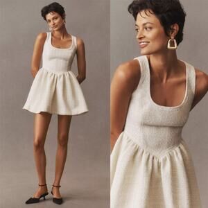 Reformation Aliana Tweed Mini Dress Ivory